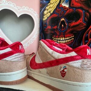 Red and Tan Sneakers with Heart Detail